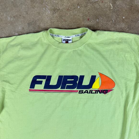 Vintage FUBU Sailing T-Shirt Men’s XL Lime Green Oversized Y2K Streetwear - Picture 2 of 10